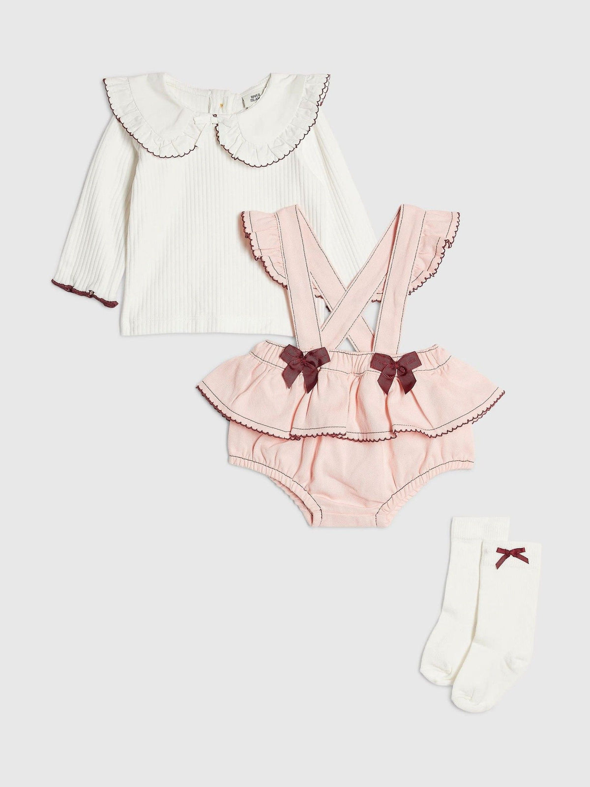 River Island Cream Bow Frill Bloomer 3 Piece Set - image 1