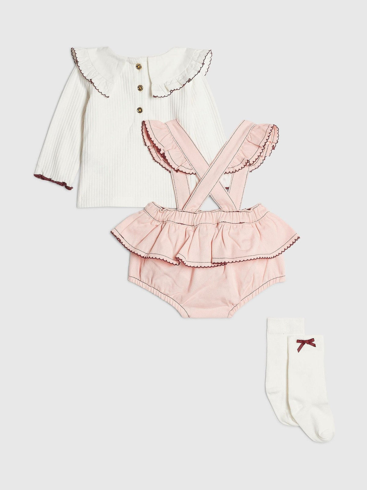 River Island Cream Bow Frill Bloomer 3 Piece Set - image 3