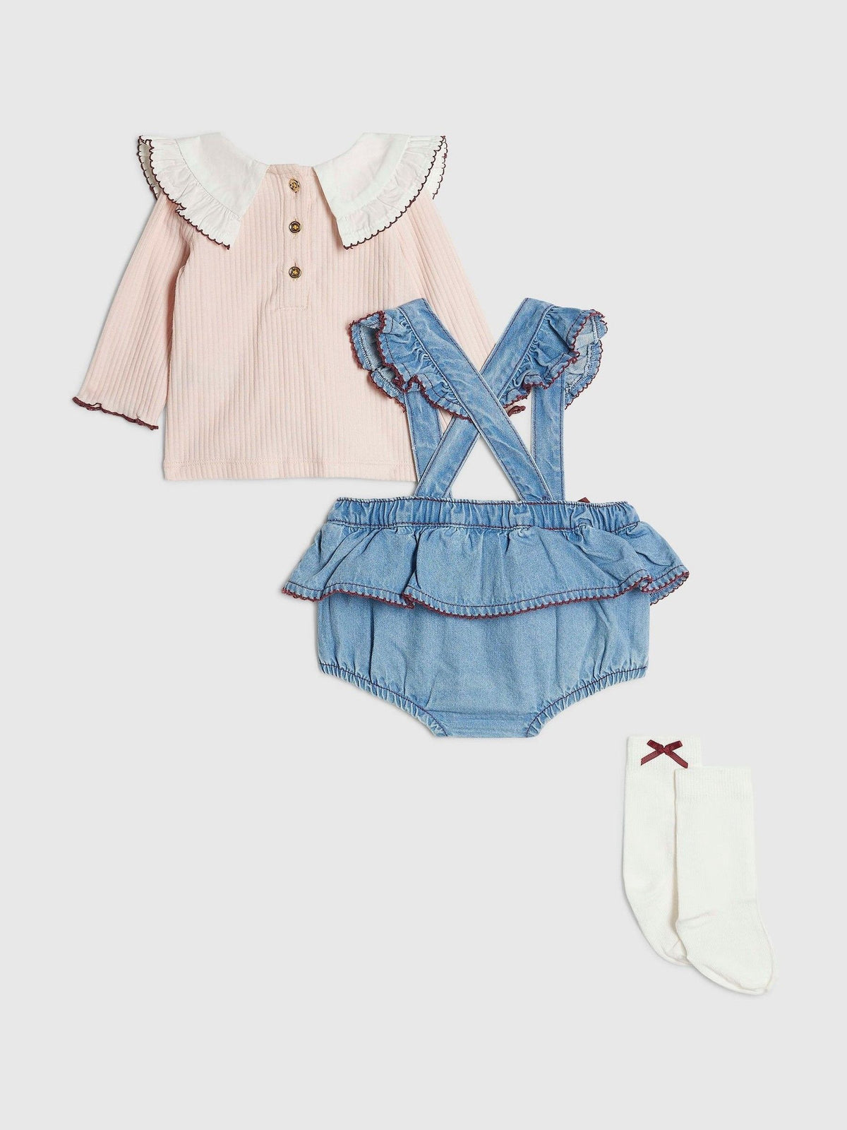 River Island Blue Bow Denim Frill Bloomer 3 Piece Set - image 2