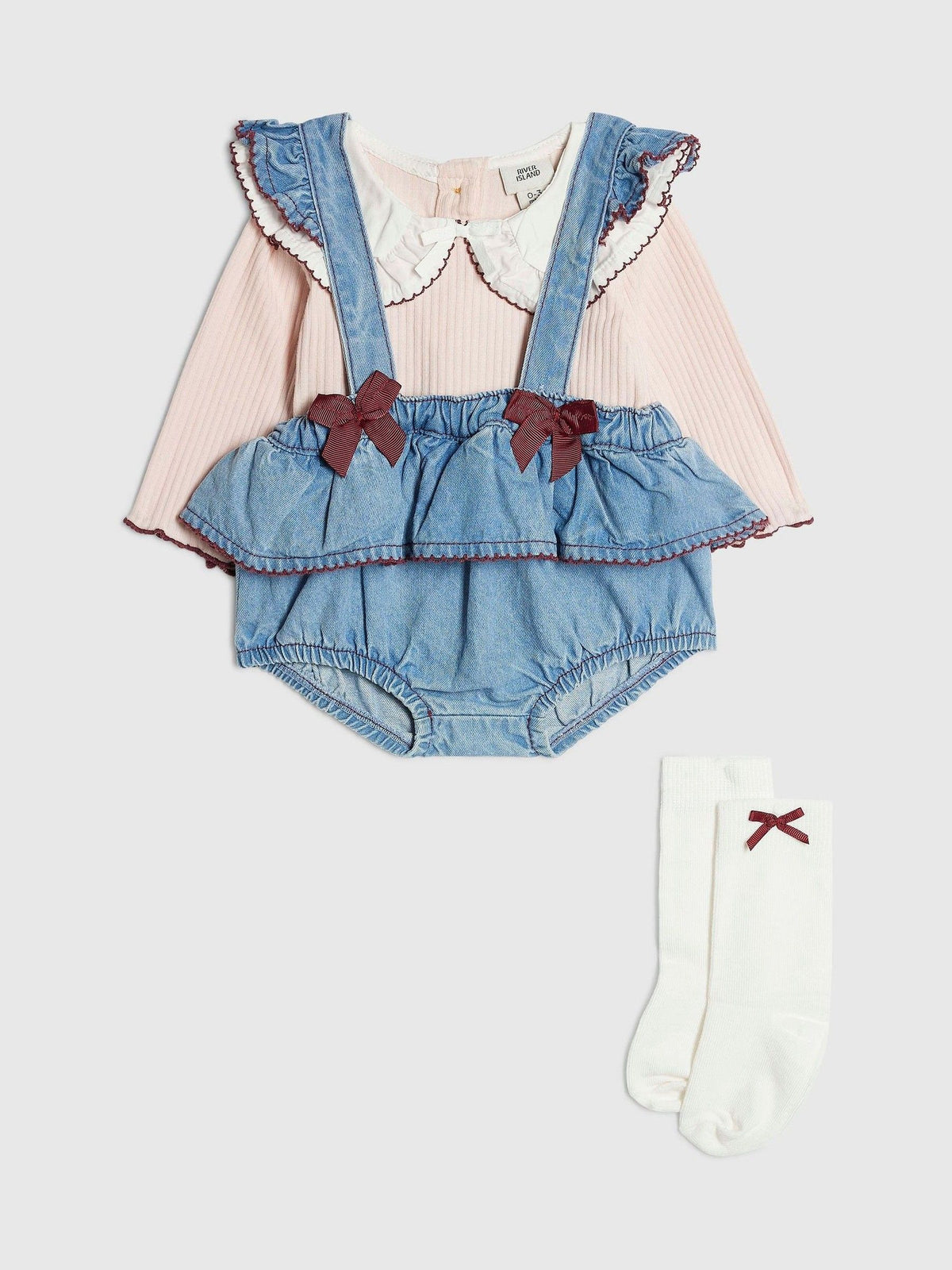 River Island Blue Bow Denim Frill Bloomer 3 Piece Set - image 3