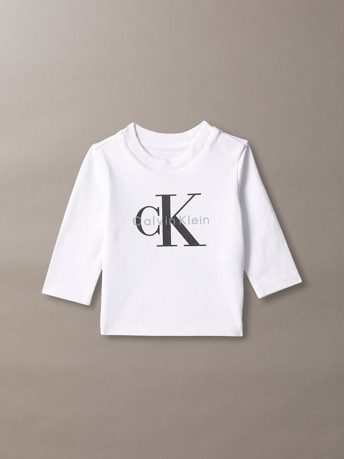 Dsiney Kidz - Calvin Klein White Newborn Long Sleeve Logo T-Shirt image 1