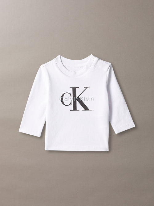Dsiney Kidz - Calvin Klein White Newborn Long Sleeve Logo T-Shirt image 1