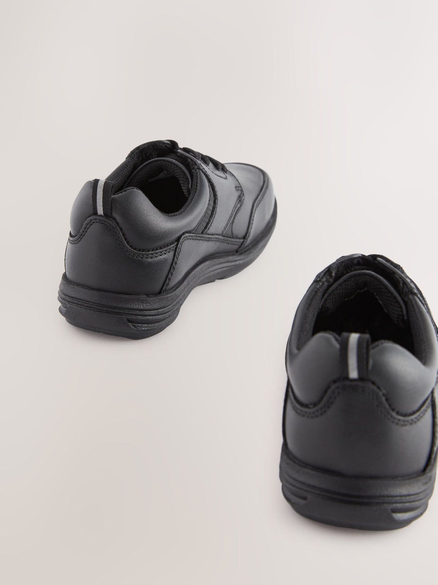 Black Narrow Fit (E) School Leather Lace-Up Shoes image 4