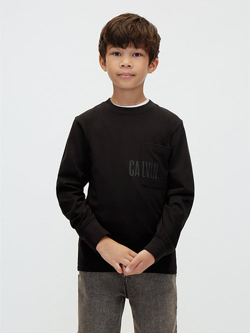 Dsiney Kidz - Calvin Klein Black Long Sleeve Pocket T-Shirt image 1