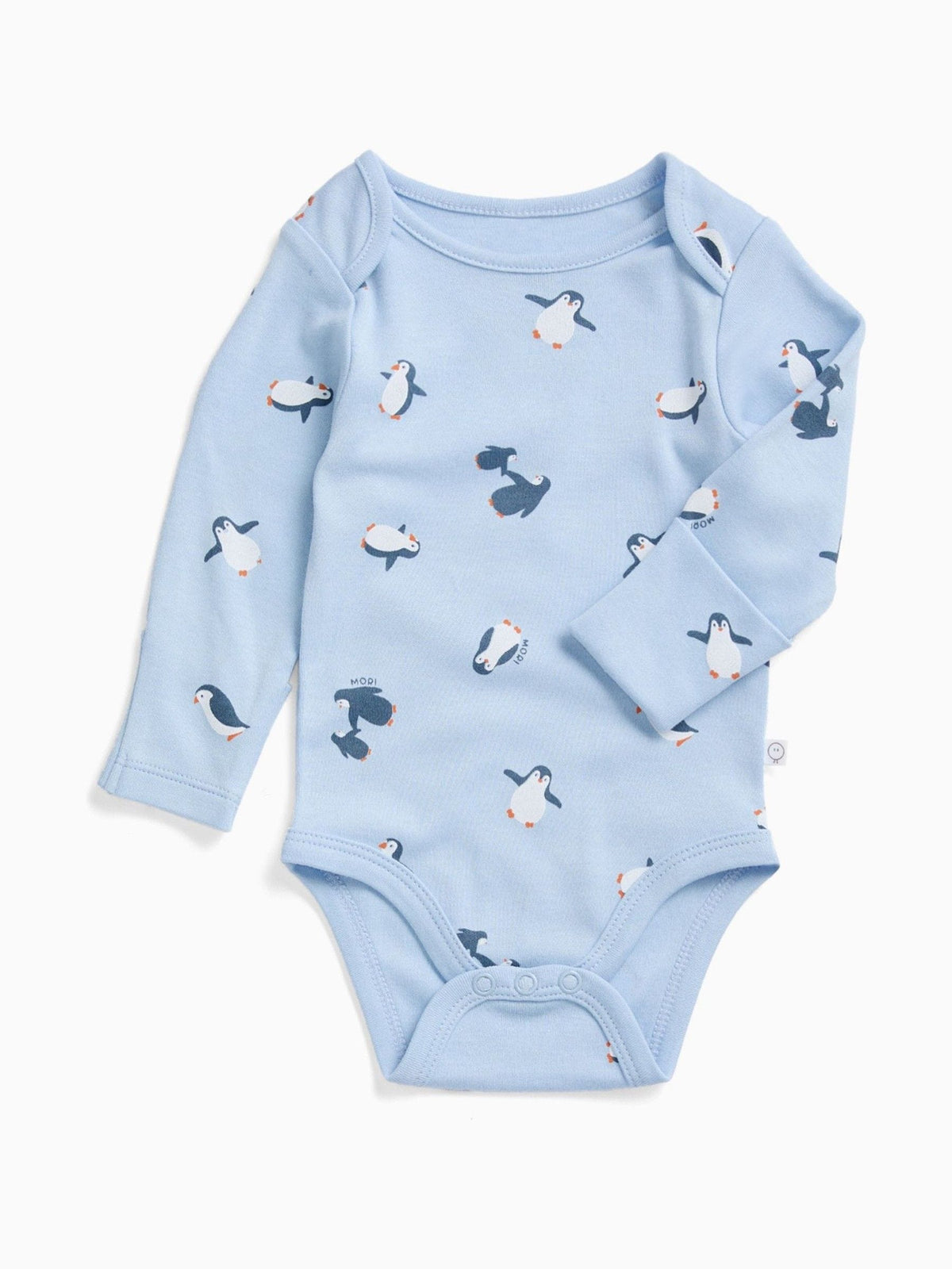 MORI Blue Penguin Print Supersoft Long Sleeve Bodysuit - image 2