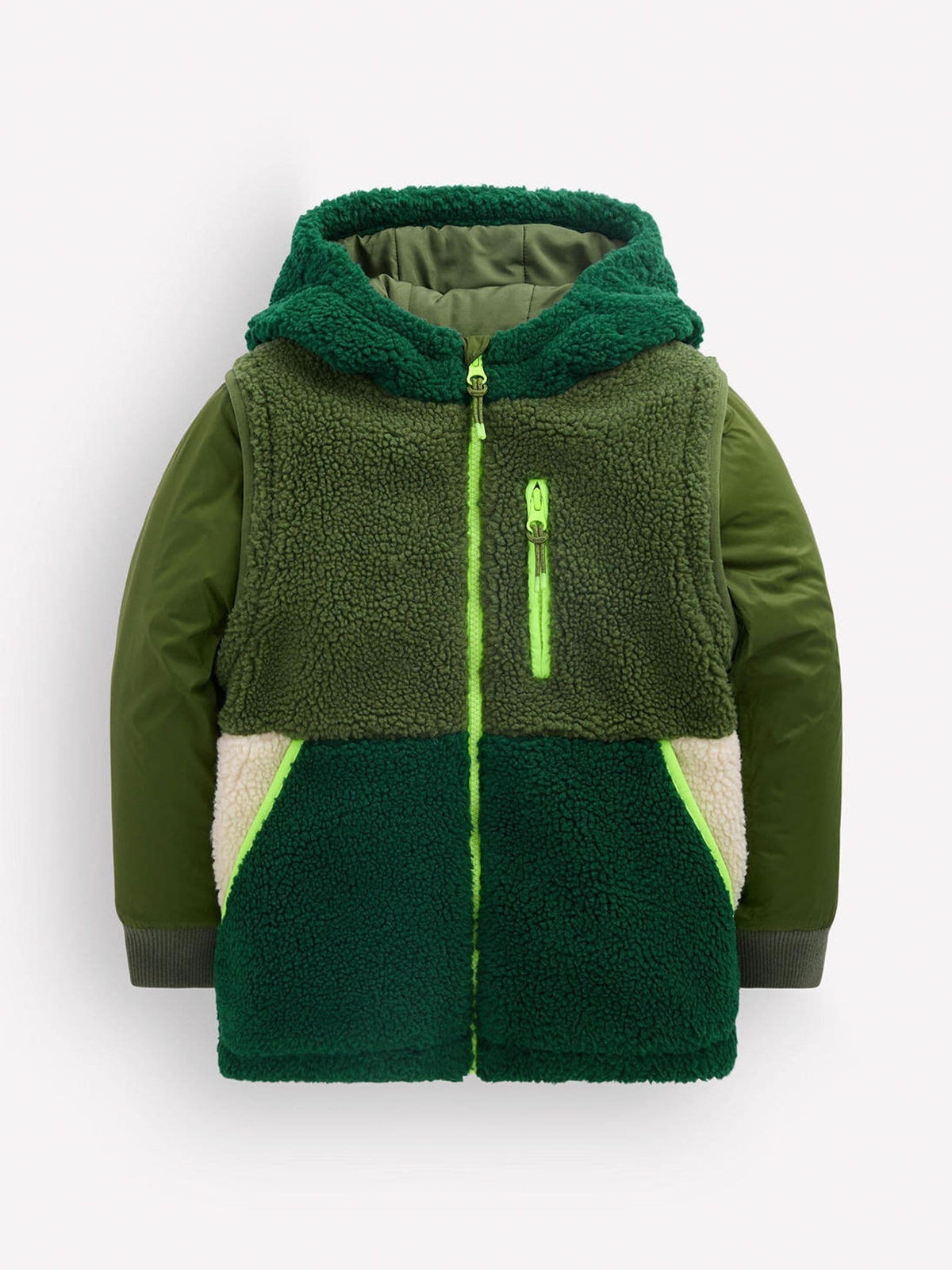 Dsiney Kidz - Boden Green 2-in-1 Borg Mix Panel Jacket image 1