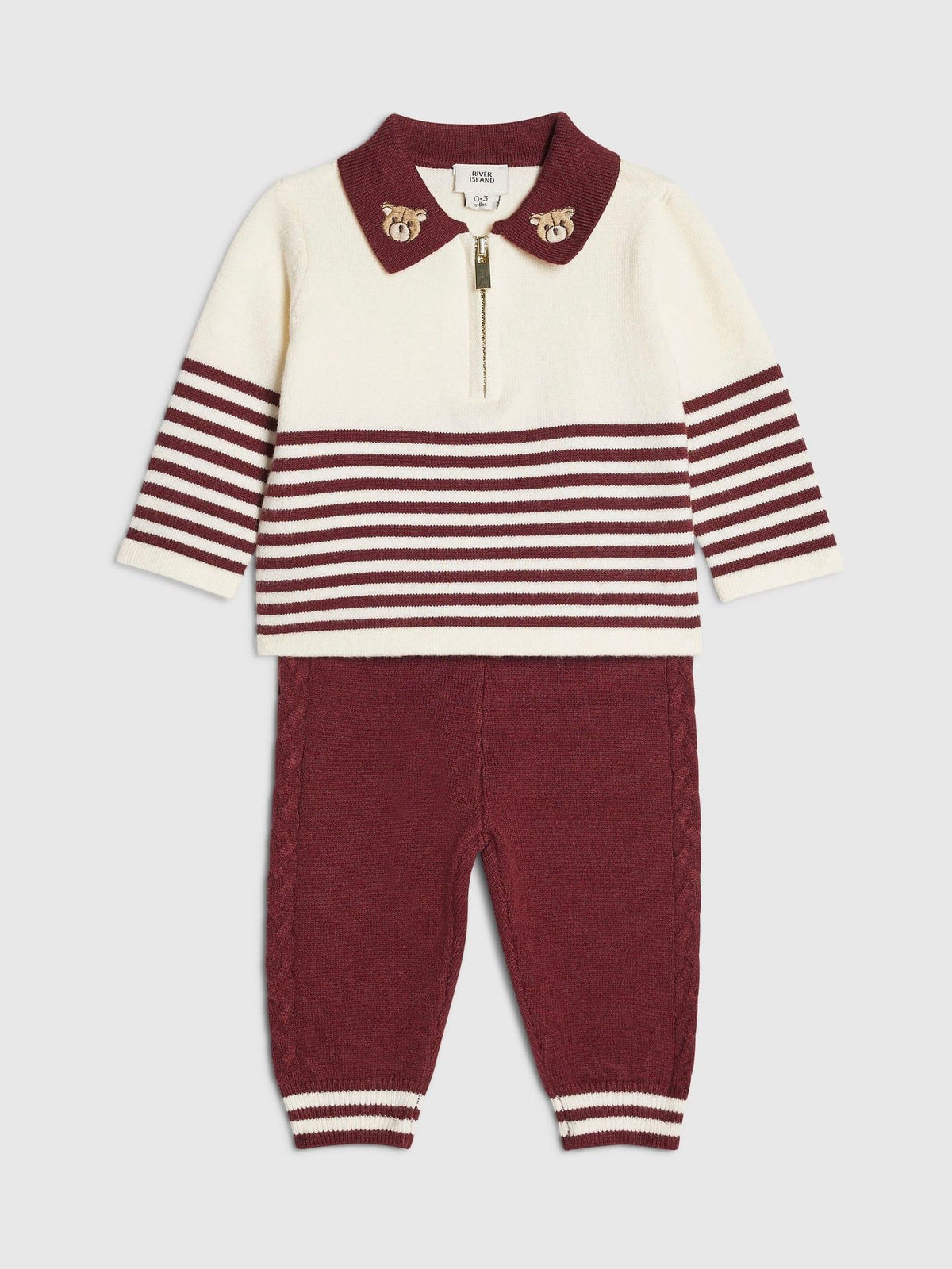 River Island Red Stripe Polo Jumper & Joggers Set - image 1