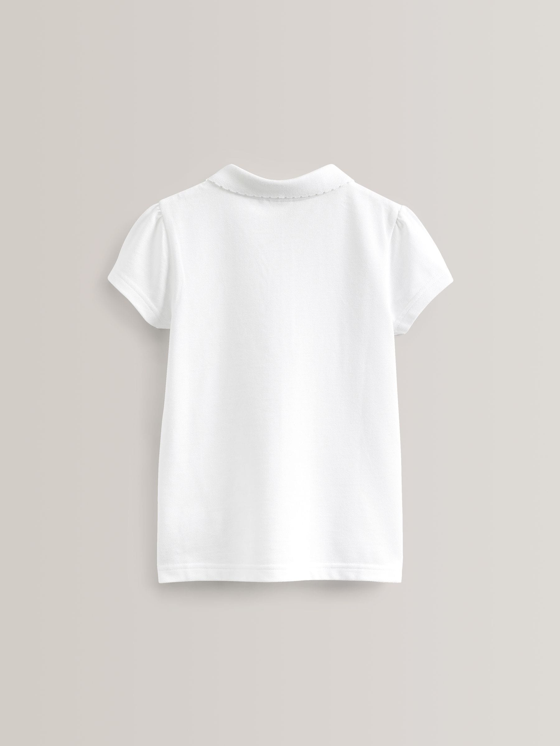 Dsiney Kidz - White Regular Fit Girls 5 Pack 100% Cotton Short Sleeve Polo Shirts (3-16yrs) image 3