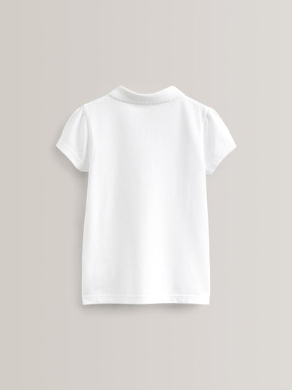 Dsiney Kidz - White Regular Fit Girls 5 Pack 100% Cotton Short Sleeve Polo Shirts (3-16yrs) image 3