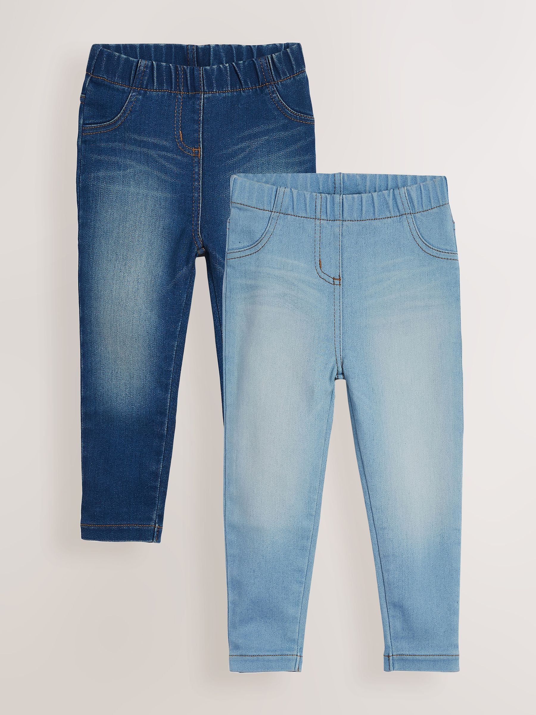 Dsiney Kidz - Mid Blue/Light Blue Denim 2 Pack Elasticated Waist Jeggings (3mths-7yrs) image 1