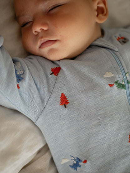 Purebaby Blue Embroidered Dragon Fleece Two Way Zip Sleepsuit - image 5