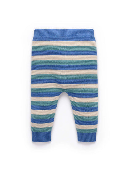 Purebaby Blue Garter Stitch Knit Leggings - image 4