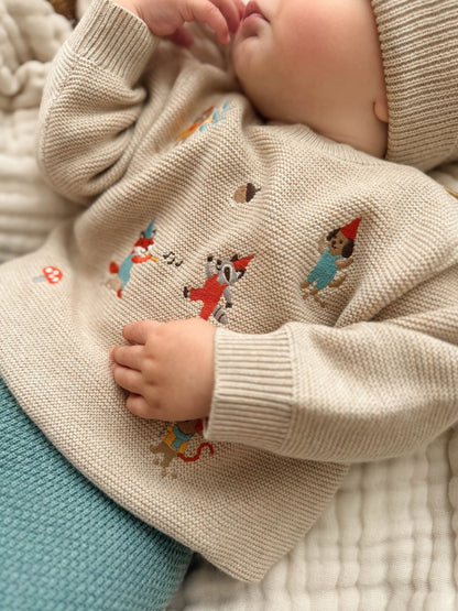 Purebaby Cream Woodland Animal Knit Top & Leggings set - image 2
