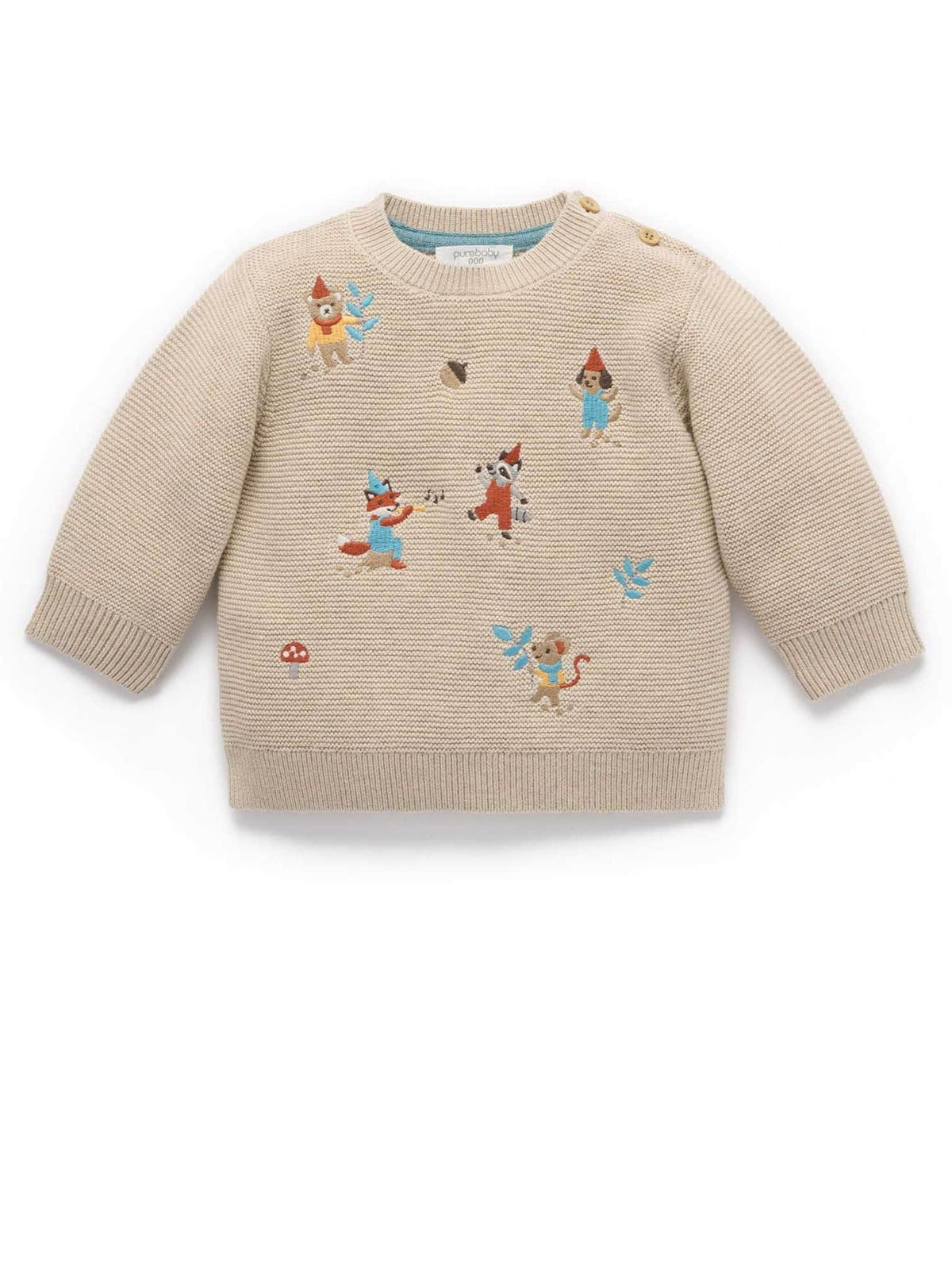 Purebaby Cream Woodland Animal Knit Top & Leggings set - image 4
