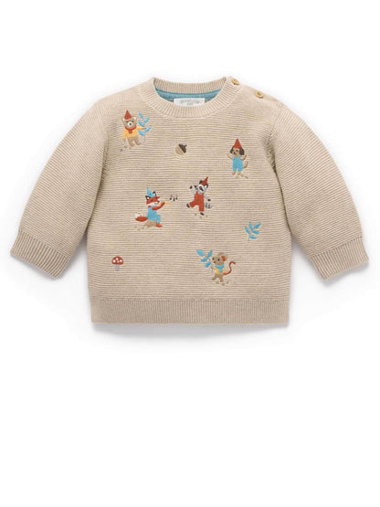 Purebaby Cream Woodland Animal Knit Top & Leggings set - image 4