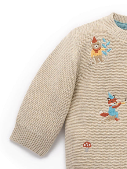 Purebaby Cream Woodland Animal Knit Top & Leggings set - image 5