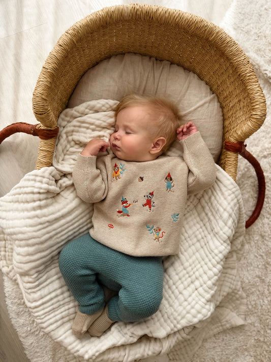 Purebaby Green Garter Stitch Knit Leggings - image 1
