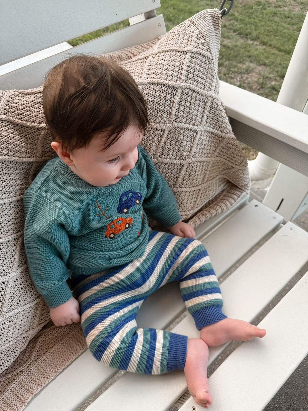 Purebaby Blue Woodland Cars Knit Jumper - image 1