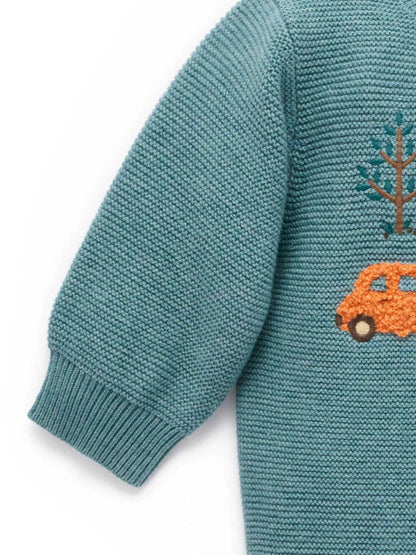 Purebaby Blue Woodland Cars Knit Jumper - image 5