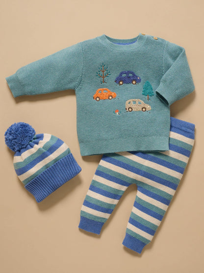 Purebaby Blue Woodland Cars Knit Jumper - image 7