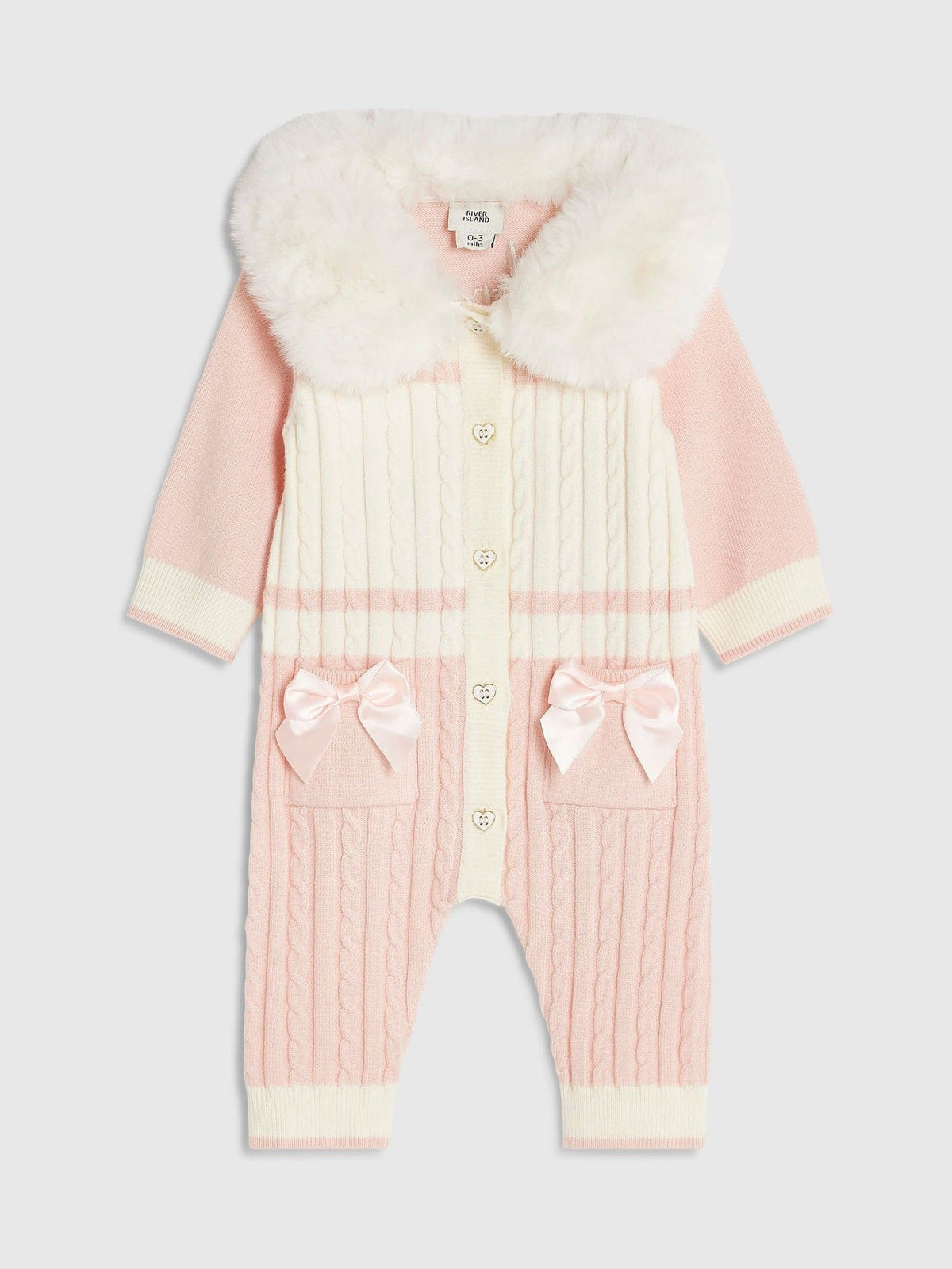 River Island Pink Fur Cable Knitted All-In-One - image 1