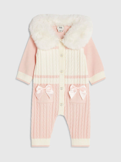 River Island Pink Fur Cable Knitted All-In-One - image 1