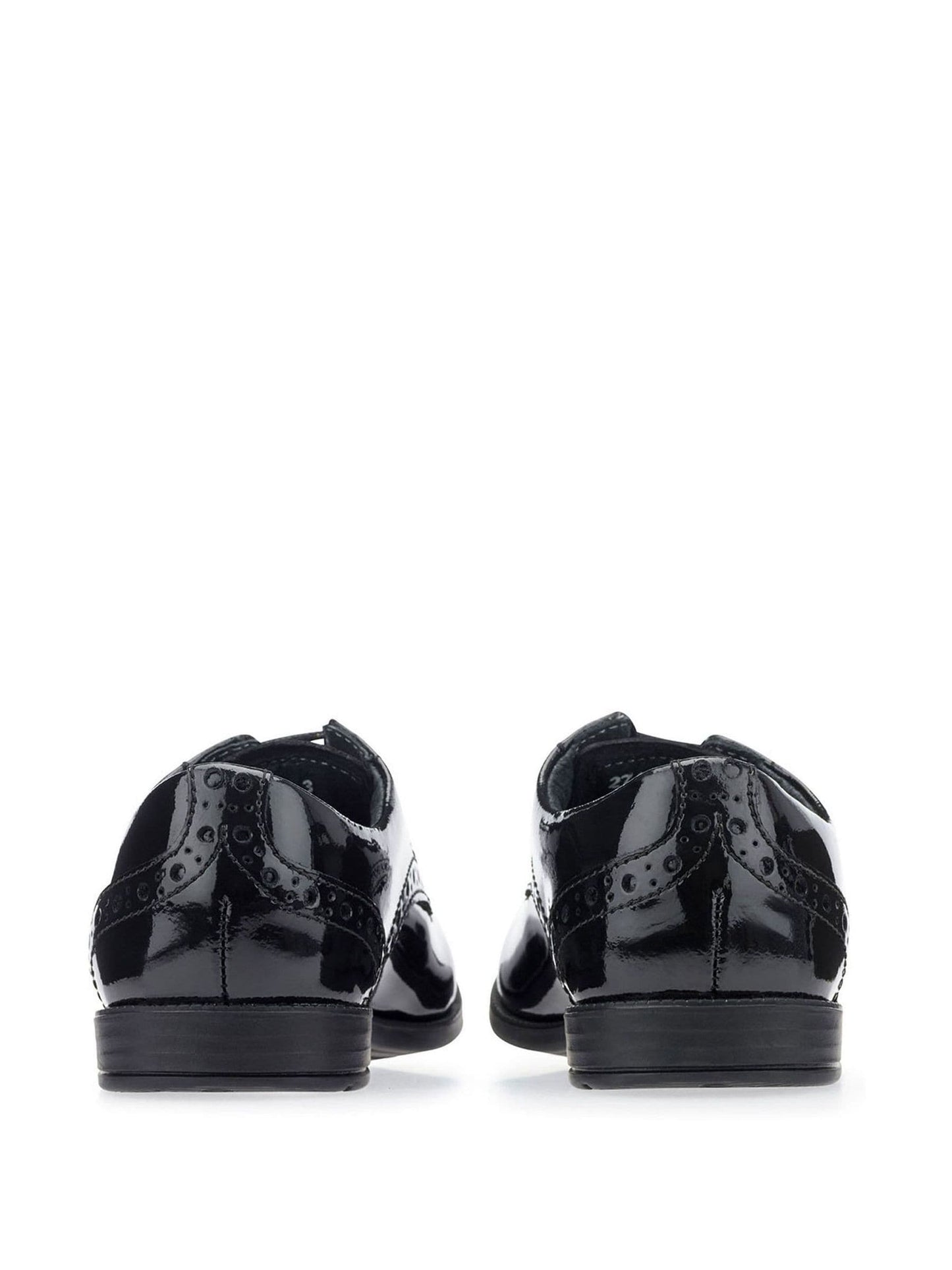 Black Brogue Snr Patent Leather School Shoes Wide Fit image 3