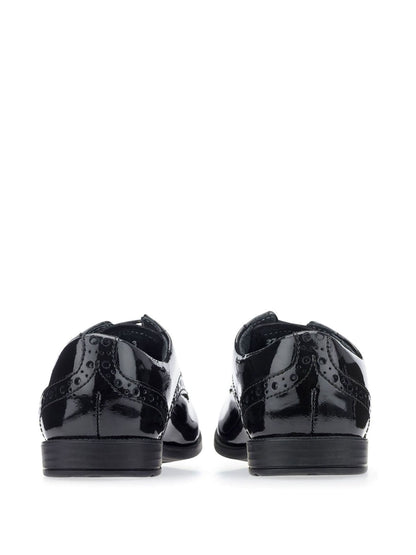 Black Brogue Snr Patent Leather School Shoes Wide Fit image 3