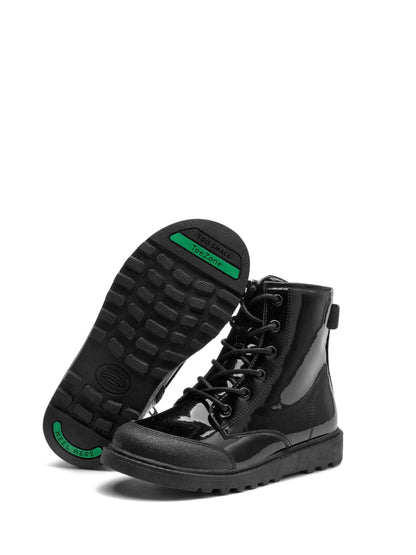 Dsiney Kidz - Toezone Black Patent Unicorn Boots with Lace and Zip Fastening image 1