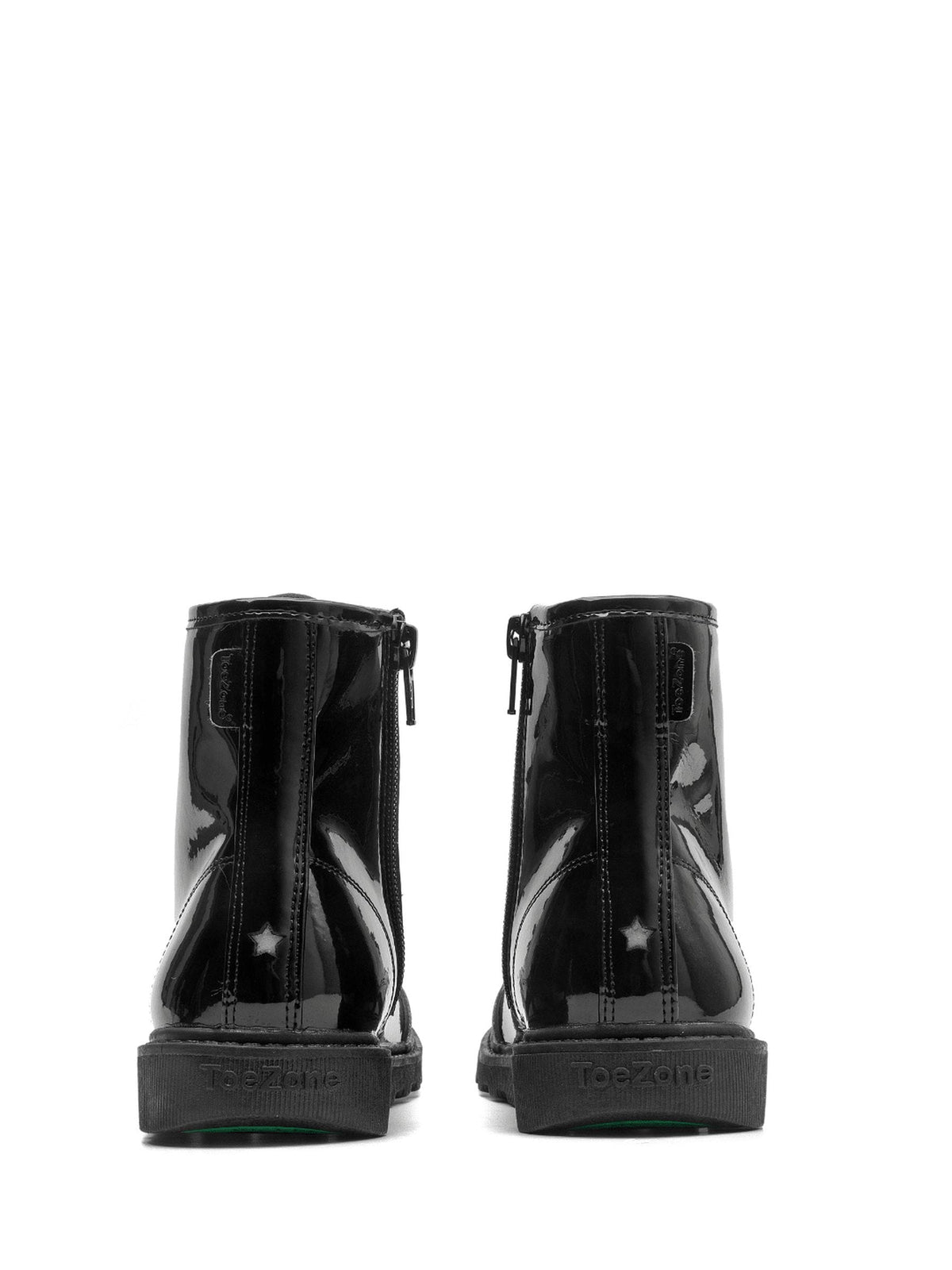 Dsiney Kidz - Toezone Black Patent Unicorn Boots with Lace and Zip Fastening image 2