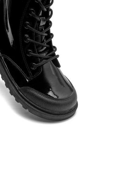 Dsiney Kidz - Toezone Black Patent Unicorn Boots with Lace and Zip Fastening image 7