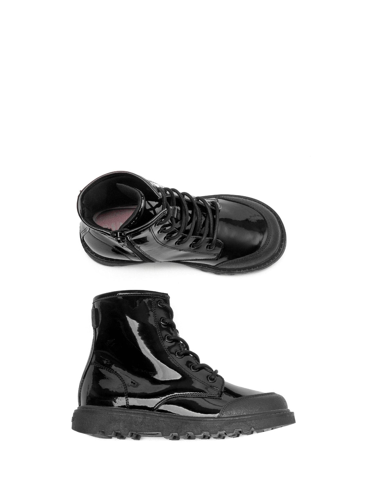 Dsiney Kidz - Toezone Black Patent Unicorn Boots with Lace and Zip Fastening image 9