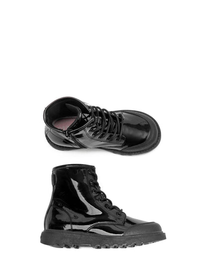 Dsiney Kidz - Toezone Black Patent Unicorn Boots with Lace and Zip Fastening image 9