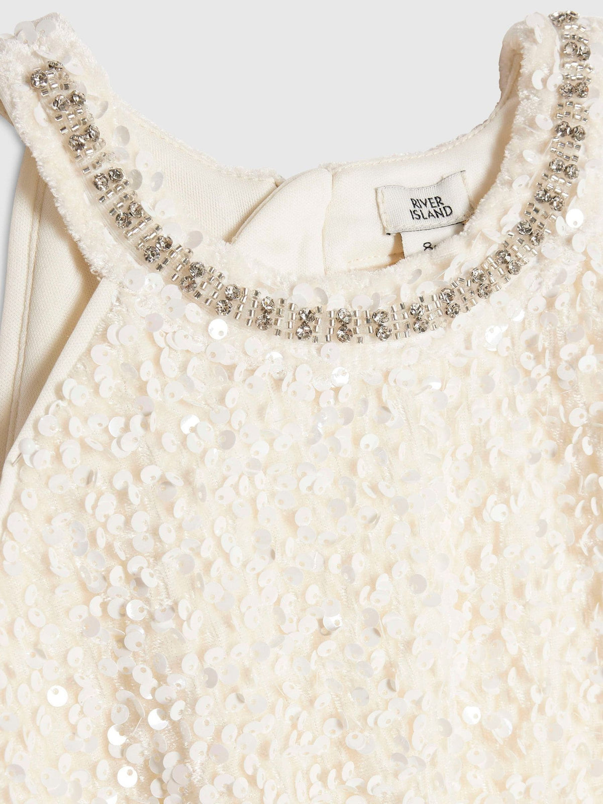 River Island Cream Sequin Halter Neck Dress - image 3