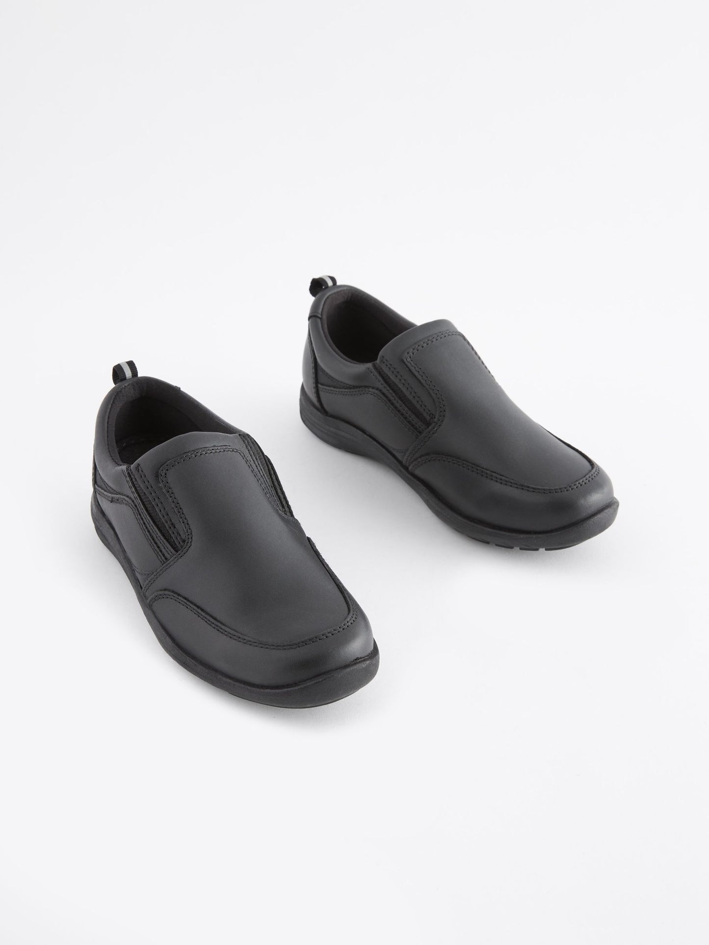Black Wide Fit (G) School Leather Loafers image 1