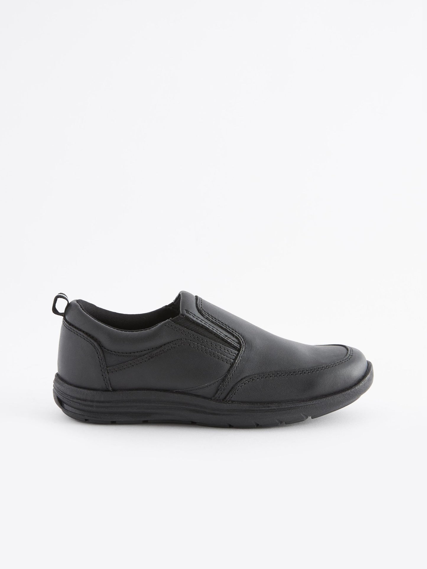 Black Wide Fit (G) School Leather Loafers image 2