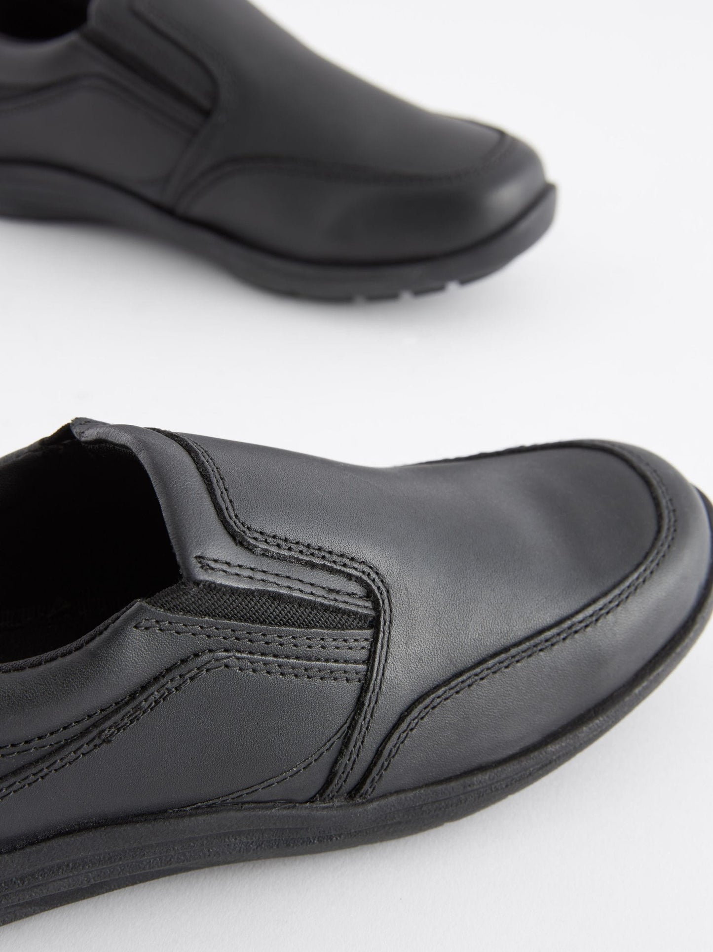 Black Wide Fit (G) School Leather Loafers image 4