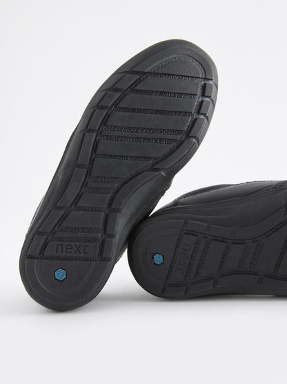 Black Wide Fit (G) School Leather Loafers image 5