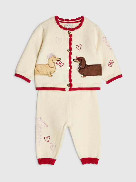 River Island Cream Sausage Dog Cardigan & Leggings Set - image 1