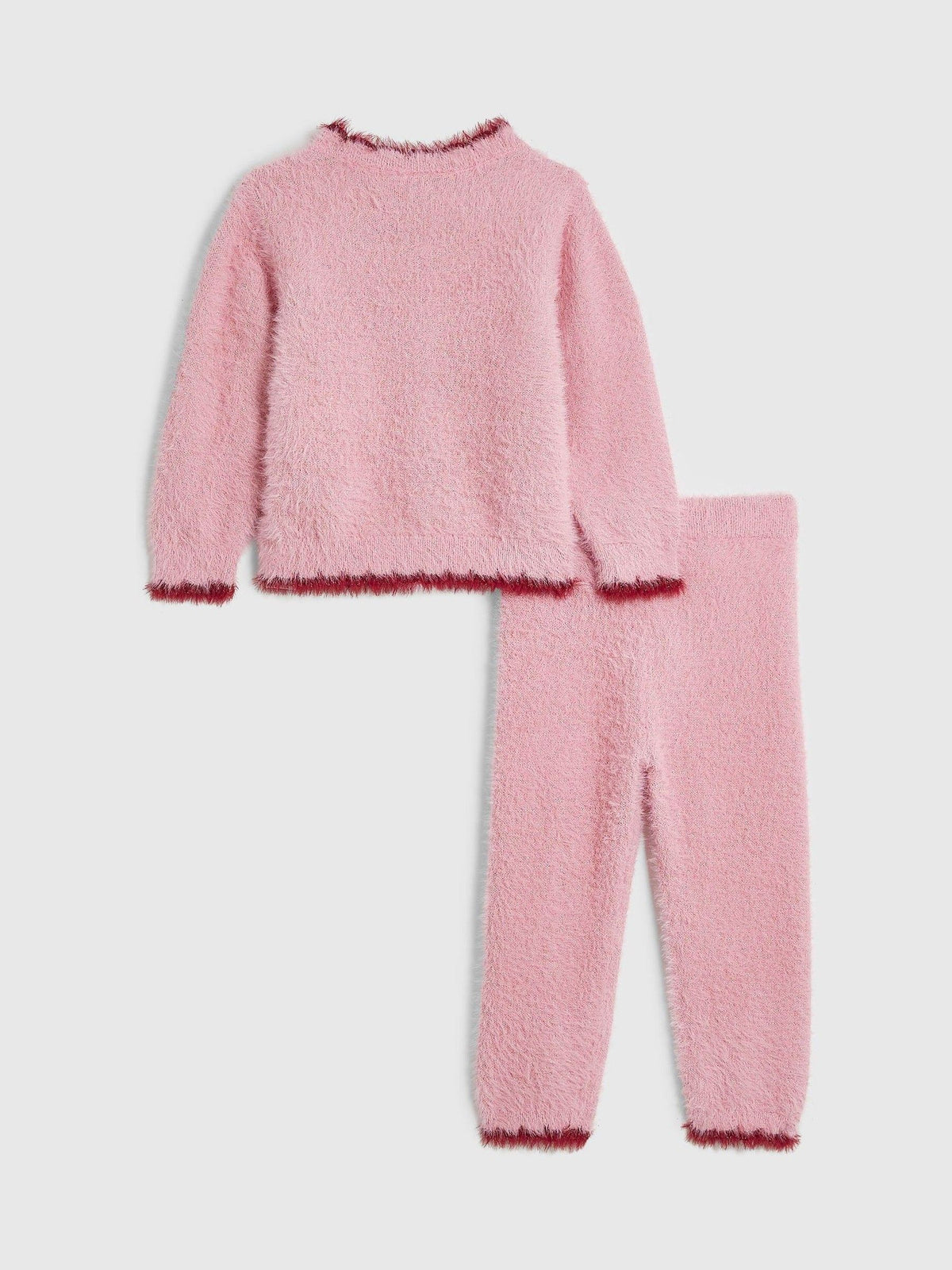 River Island Pink Embroidered Fluffy Cardigan & Leggings Set - image 2