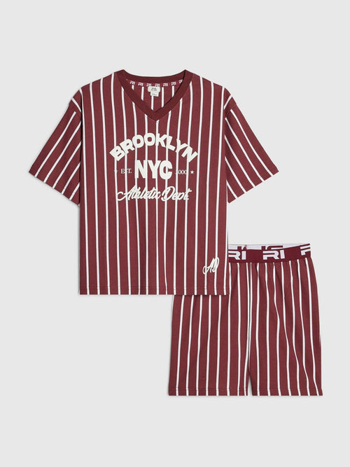 River Island Brown Striped Top & Short Pyjamas Set - image 1