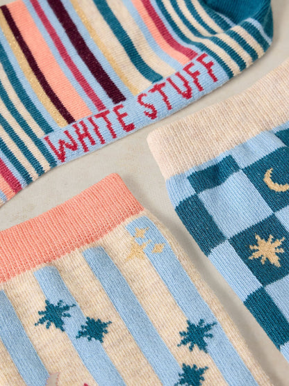 White Stuff Blue Star And Moon Socks 3 Pack - image 2