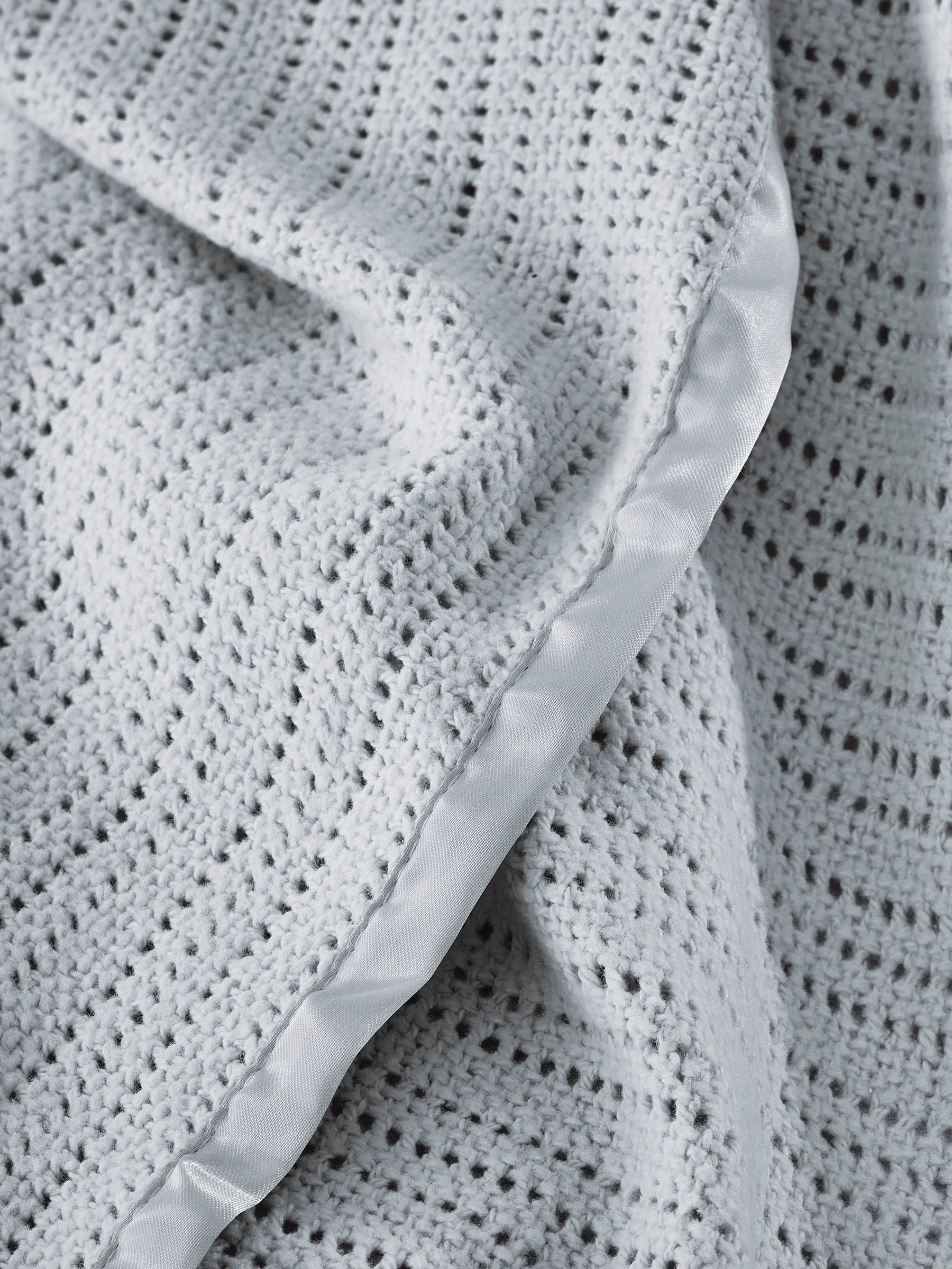 The White Company Grey The White Company Pink Cellular Satin Blanket image 2