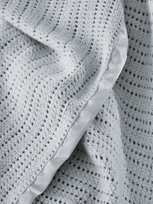 The White Company Grey The White Company Pink Cellular Satin Blanket image 2
