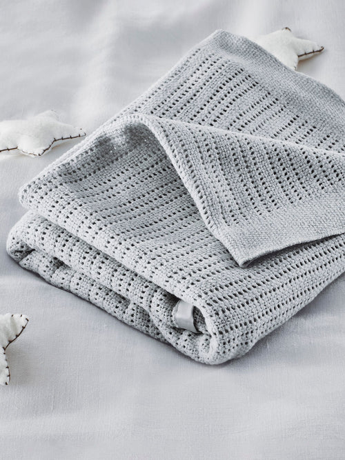 The White Company Grey The White Company Pink Cellular Satin Blanket image 1