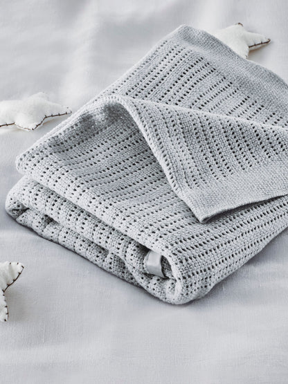The White Company Grey The White Company Pink Cellular Satin Blanket image 1