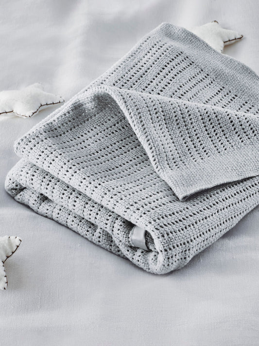 The White Company Grey The White Company Pink Cellular Satin Blanket image 1