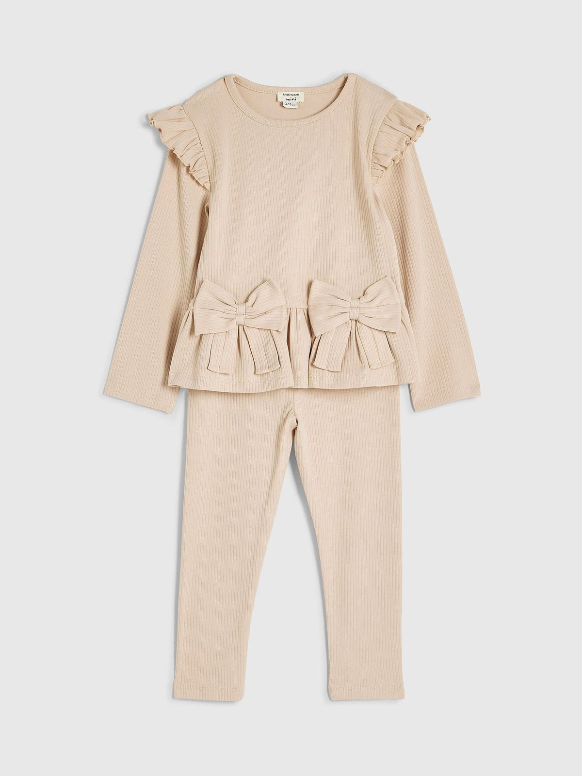 River Island Brown Bow Ribbed Top & Leggings Set - image 3