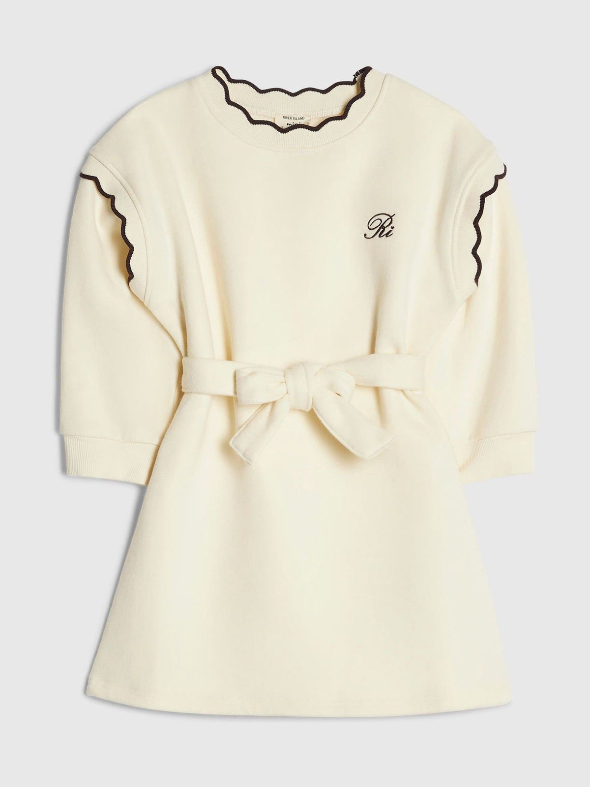 River Island Cream Scalloped Edge Jumper Dress - image 1