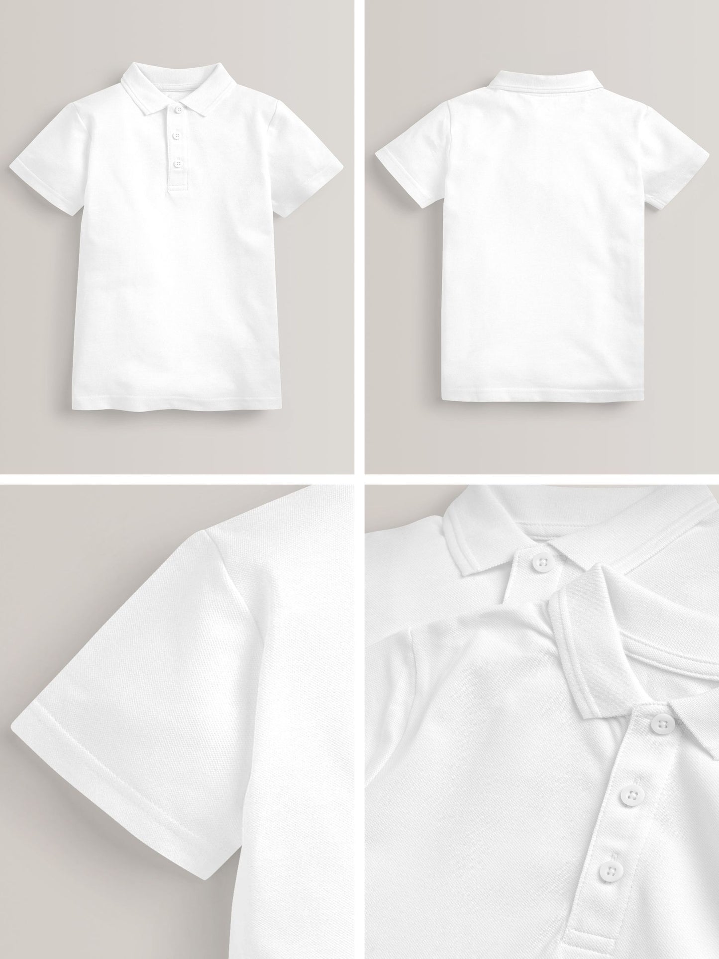 Dsiney Kidz - White Easy Fastening School 100% Cotton Polo Shirts 2 Pack (3-16yrs) image 2